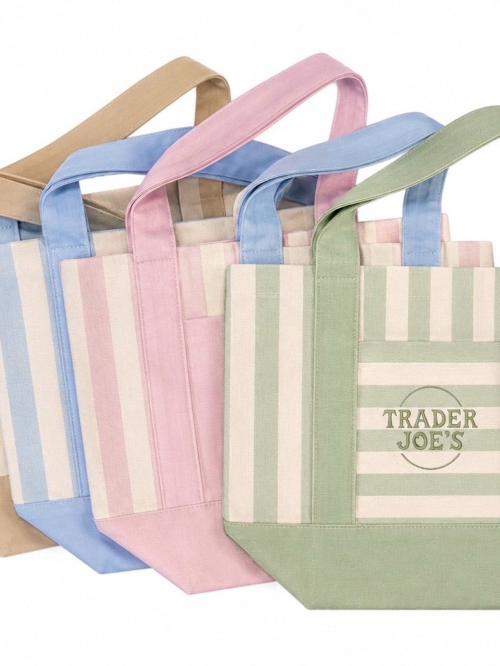 Trader Joe's mini stripe canvas tote set of 4